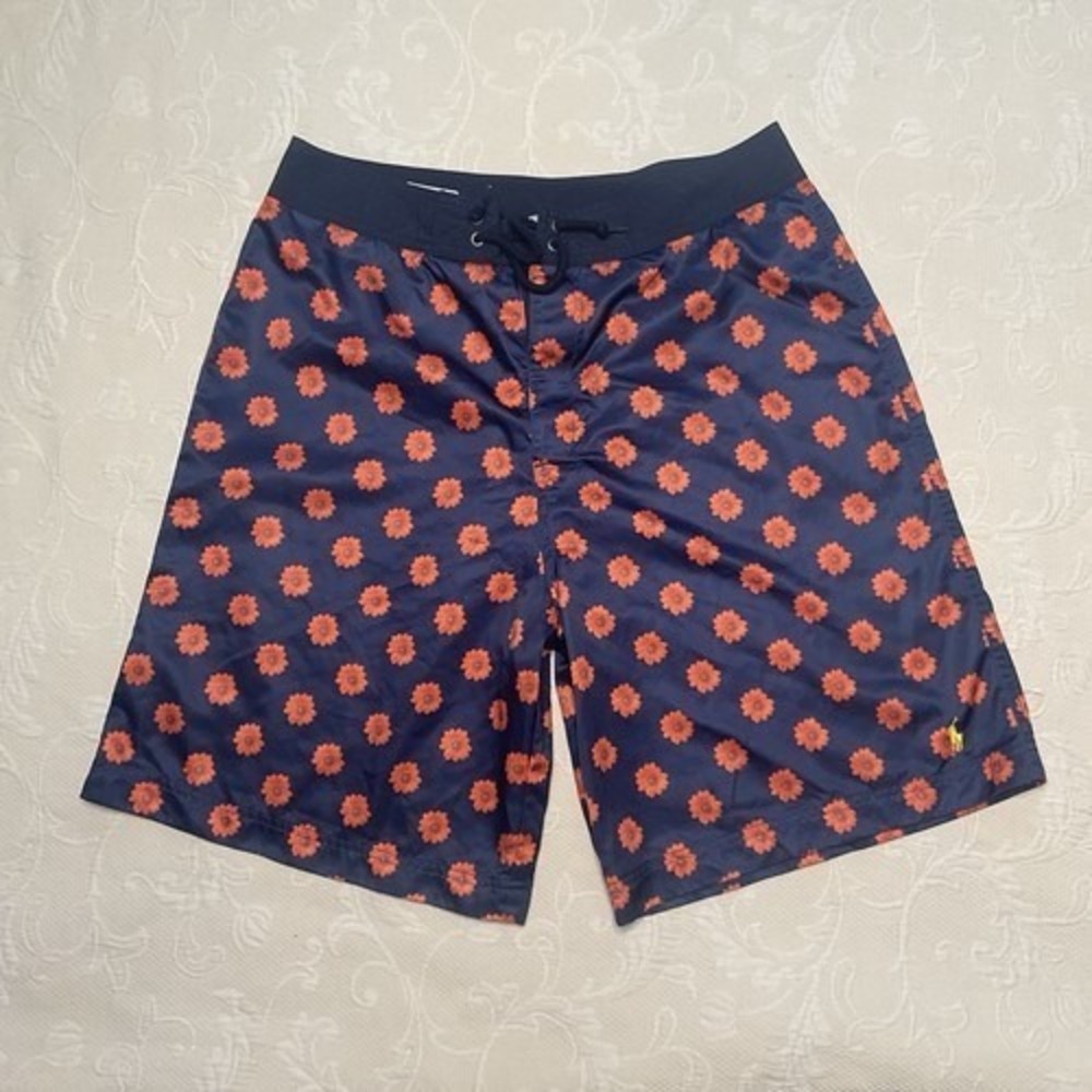 NWOT Polo Ralph Lauren Blue/Orange Floral Trunks Swimming Shorts Men 32 Taiwan